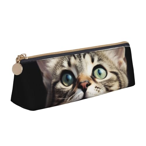 STVYUKL Federmäppchen mit Katzenmotiv, stilvolles Federmäppchen, schlankes Federmäppchen mit Reißverschluss, Kosmetiktasche aus Leder für Arbeit, Büro von STVYUKL