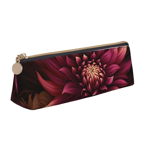 STVYUKL Federmäppchen mit Lebkuchenmann auf Holzbrett, stilvolles Federmäppchen mit Reißverschluss, Kosmetiktasche aus Leder für Arbeit, Büro, Weinrote Kunstblume, Einheitsgröße von STVYUKL