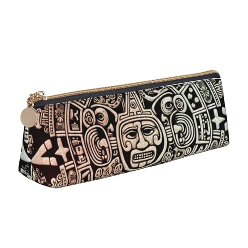 STVYUKL Federmäppchen mit Maya-Kalender, stilvolles Federmäppchen, schlankes Federmäppchen mit Reißverschluss, Kosmetiktasche aus Leder für Arbeit, Büro von STVYUKL