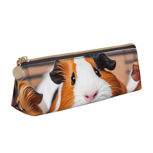 STVYUKL Federmäppchen mit Meerschweinchen, stilvolles Federmäppchen, schlankes Federmäppchen mit Reißverschluss, Kosmetiktasche aus Leder für Arbeit, Büro von STVYUKL