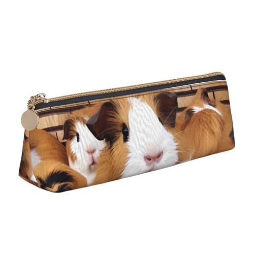 STVYUKL Federmäppchen mit Meerschweinchen, stilvolles Federmäppchen, schlankes Federmäppchen mit Reißverschluss, Kosmetiktasche aus Leder für Arbeit, Büro von STVYUKL