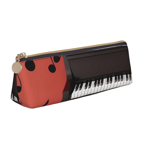 STVYUKL Federmäppchen mit Musiknoten, stilvolles Federmäppchen, schlankes Federmäppchen mit Reißverschluss, Kosmetiktasche aus Leder für Arbeit, Büro von STVYUKL