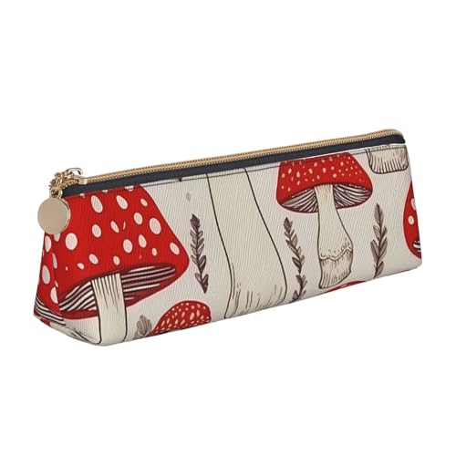 STVYUKL Federmäppchen mit Pilzmotiv, stilvolles Federmäppchen mit Reißverschluss, Kosmetiktasche aus Leder, für Arbeit, Büro, Rot / Weiß von STVYUKL