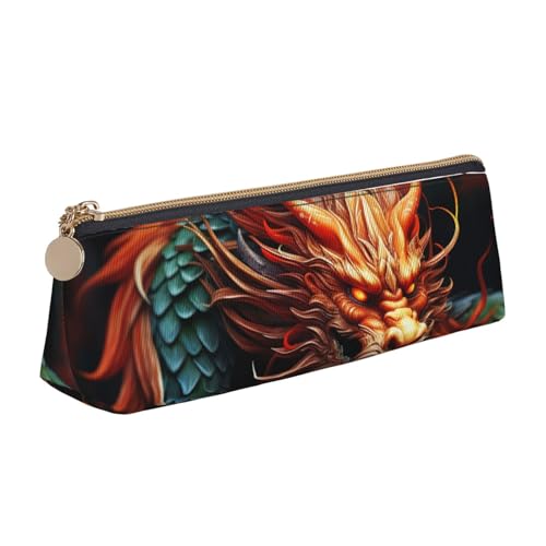 STVYUKL Federmäppchen mit Pokermotiv, stilvolles Federmäppchen mit Reißverschluss, Kosmetiktasche aus Leder für Arbeit, Büro, Chinesischer Drache, Einheitsgröße von STVYUKL