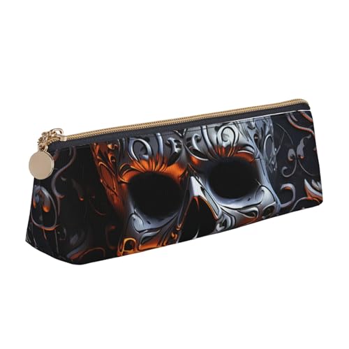 STVYUKL Federmäppchen mit Pokermotiv, stilvolles Federmäppchen mit Reißverschluss, Kosmetiktasche aus Leder für Arbeit, Büro, Coole Totenkopf-Grafik, Einheitsgröße von STVYUKL