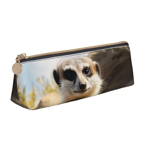 STVYUKL Federmäppchen mit Pokermotiv, stilvolles Federmäppchen mit Reißverschluss, Kosmetiktasche aus Leder für Arbeit, Büro, Erdmännchen, Einheitsgröße von STVYUKL