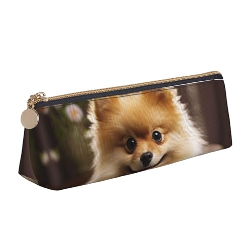 STVYUKL Federmäppchen mit Pokermotiv, stilvolles Federmäppchen mit Reißverschluss, Kosmetiktasche aus Leder für Arbeit, Büro, Niedlicher Zwerghund, Einheitsgröße von STVYUKL