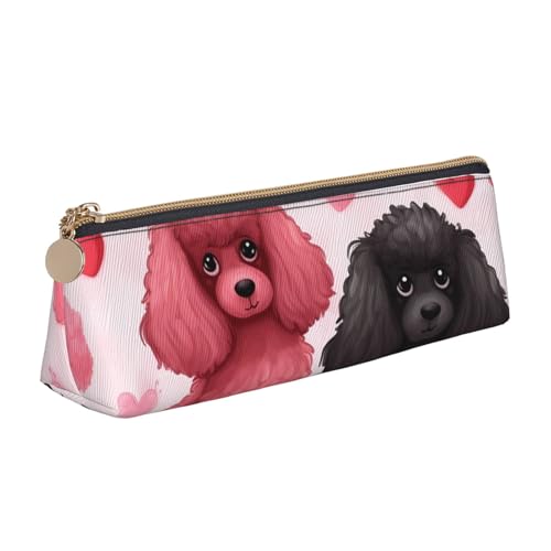 STVYUKL Federmäppchen mit Pudelmotiv, stilvolles Federmäppchen mit Reißverschluss, Kosmetiktasche aus Leder für Arbeit, Büro von STVYUKL