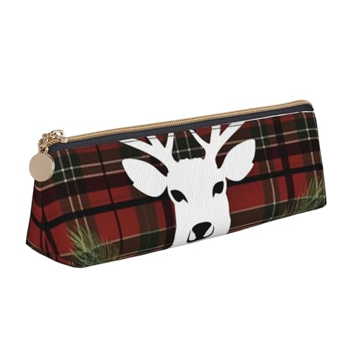 STVYUKL Federmäppchen mit Rentier-Motiv, stilvolles Federmäppchen mit Reißverschluss, Kosmetiktasche aus Leder für Arbeit, Büro von STVYUKL