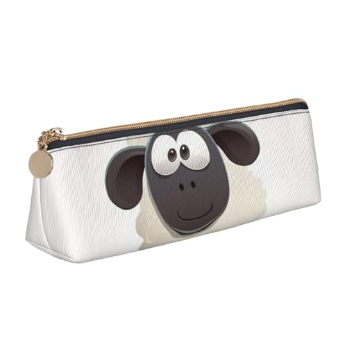 STVYUKL Federmäppchen mit Schaf-Design, stilvolles Federmäppchen, schlankes Federmäppchen mit Reißverschluss, Kosmetiktasche aus Leder für Arbeit, Büro von STVYUKL