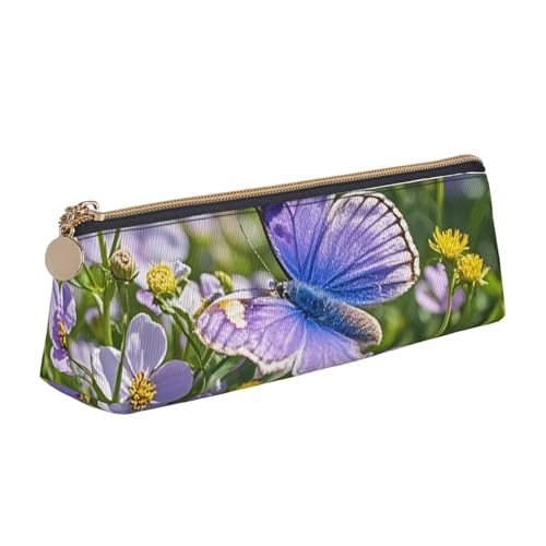 STVYUKL Federmäppchen mit Schmetterlings- und Blumenmotiv, stilvolles Federmäppchen mit Reißverschluss, Kosmetiktasche aus Leder für Arbeit, Büro STVYUKL Federmäppchen mit Schmetterlings- und Blumenmotiv, stilvolles Federmäppchen mit Reißverschluss, Kosmetiktasche aus Leder für Arbeit, Büro von STVYUKL