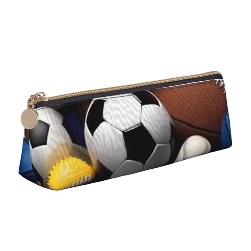 STVYUKL Federmäppchen mit Sportmotiven, stilvolles Federmäppchen, schlankes Federmäppchen mit Reißverschluss, Leder-Kosmetik-Make-up-Tasche für Arbeit und Büro von STVYUKL