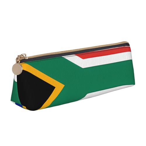 STVYUKL Federmäppchen mit Südafrika-Flagge, stilvolles Federmäppchen, schlankes Federmäppchen mit Reißverschluss, Kosmetiktasche aus Leder für Arbeit, Büro von STVYUKL