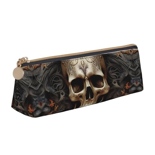 STVYUKL Federmäppchen mit Totenköpfen, stilvolles Federmäppchen, schlankes Federmäppchen mit Reißverschluss, Kosmetiktasche aus Leder für Arbeit, Büro von STVYUKL