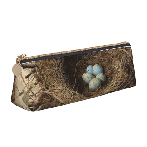 STVYUKL Federmäppchen mit Vogelnest, stilvolles Federmäppchen, schlankes Federmäppchen mit Reißverschluss, Leder-Kosmetik-/Make-up-Tasche für Arbeit, Büro von STVYUKL