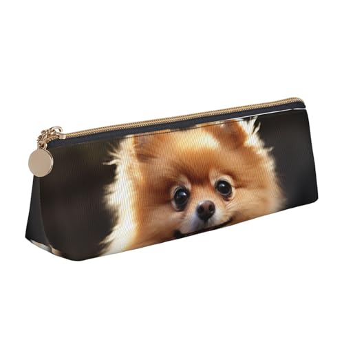 STVYUKL Federmäppchen mit Zwergspitz-Design, stilvolles Federmäppchen mit Reißverschluss, Kosmetiktasche aus Leder für Arbeit, Büro von STVYUKL