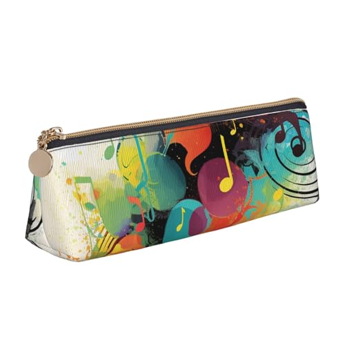 STVYUKL Federmäppchen mit abstraktem Musik-Motiv, stilvolles Federmäppchen mit Reißverschluss, Kosmetiktasche aus Leder für Arbeit, Büro von STVYUKL