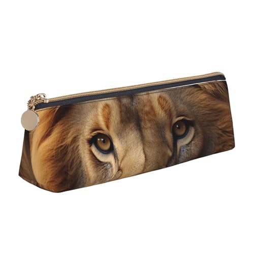 STVYUKL Federmäppchen mit afrikanischem Löwenkopf, stilvolles Federmäppchen mit Reißverschluss, Kosmetiktasche aus Leder für Arbeit, Büro von STVYUKL