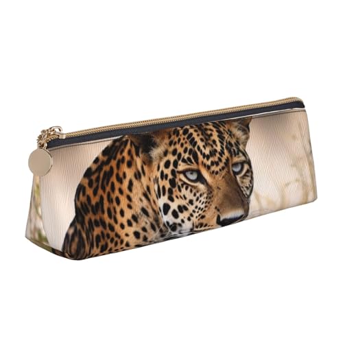 STVYUKL Federmäppchen mit afrikanischem Tier-Leopardenmuster, stilvolles Federmäppchen mit Reißverschluss, Kosmetiktasche aus Leder für Arbeit, Büro von STVYUKL