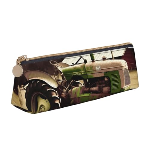 STVYUKL Federmäppchen mit altem Traktor-Foto, Bauernhof, stilvolles Federmäppchen, schlankes Federmäppchen mit Reißverschluss, Leder-Kosmetik-Make-up-Tasche für Arbeit, Büro von STVYUKL