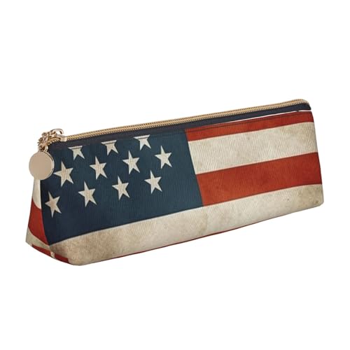 STVYUKL Federmäppchen mit amerikanischer USA-Flagge, stilvolles Federmäppchen mit Reißverschluss, Kosmetiktasche aus Leder für Arbeit, Büro von STVYUKL