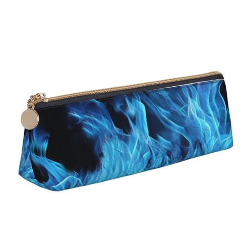 STVYUKL Federmäppchen mit blauer Flamme, stilvolles Federmäppchen, schlankes Federmäppchen mit Reißverschluss, Kosmetiktasche aus Leder für Arbeit, Büro von STVYUKL