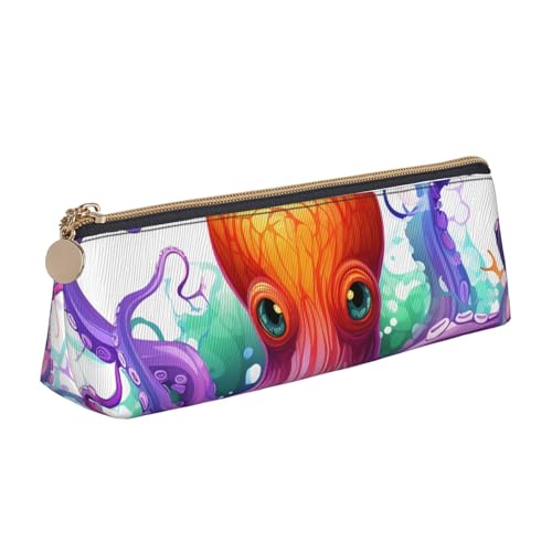 STVYUKL Federmäppchen mit buntem Oktopus-Design, stilvolles Federmäppchen mit Reißverschluss, Leder-Kosmetik-/Make-up-Tasche für Arbeit, Büro von STVYUKL
