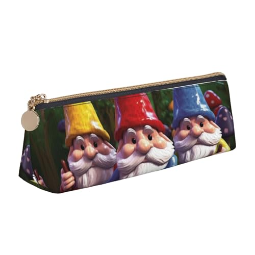 STVYUKL Federmäppchen mit bunten Zwergen, stilvolles Federmäppchen mit Reißverschluss, Kosmetiktasche aus Leder für Arbeit, Büro von STVYUKL