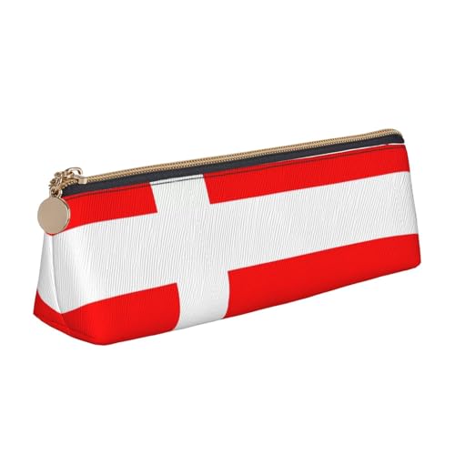 STVYUKL Federmäppchen mit dänischer Flagge, stilvolles Federmäppchen mit Reißverschluss, Kosmetiktasche aus Leder für Arbeit, Büro von STVYUKL