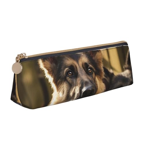 STVYUKL Federmäppchen mit deutschem Schäferhund, stilvolles Federmäppchen, schlankes Federmäppchen mit Reißverschluss, Kosmetiktasche aus Leder für Arbeit, Büro von STVYUKL