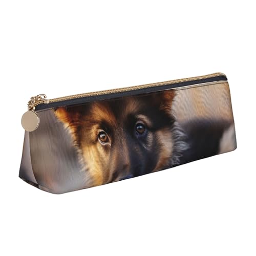 STVYUKL Federmäppchen mit deutschem Schäferhund, stilvolles Federmäppchen, schlankes Federmäppchen mit Reißverschluss, Kosmetiktasche aus Leder für Arbeit, Büro von STVYUKL