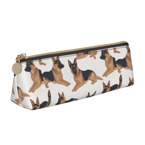 STVYUKL Federmäppchen mit deutschem Schäferhund, stilvolles Federmäppchen, schlankes Federmäppchen mit Reißverschluss, Kosmetiktasche aus Leder für Arbeit, Büro von STVYUKL