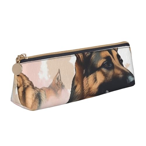 STVYUKL Federmäppchen mit deutschem Schäferhund, stilvolles Federmäppchen, schlankes Federmäppchen mit Reißverschluss, Kosmetiktasche aus Leder für Arbeit, Büro von STVYUKL