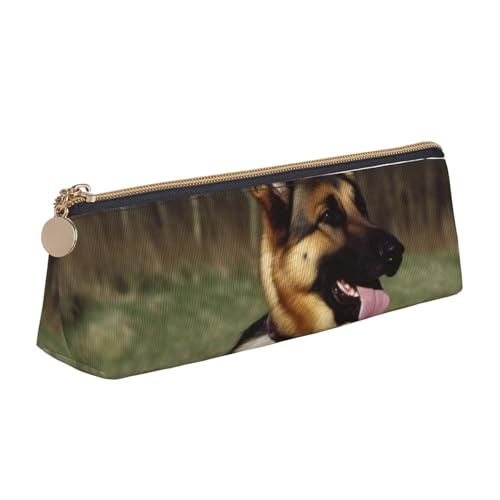 STVYUKL Federmäppchen mit deutschem Schäferhund, stilvolles Federmäppchen mit Reißverschluss, Kosmetiktasche aus Leder für Arbeit, Büro von STVYUKL