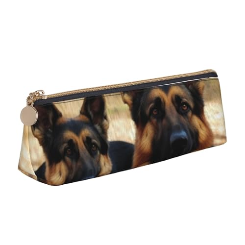 STVYUKL Federmäppchen mit deutschem Schäferhund, stilvolles Federmäppchen mit Reißverschluss, Kosmetiktasche aus Leder für Arbeit, Büro von STVYUKL