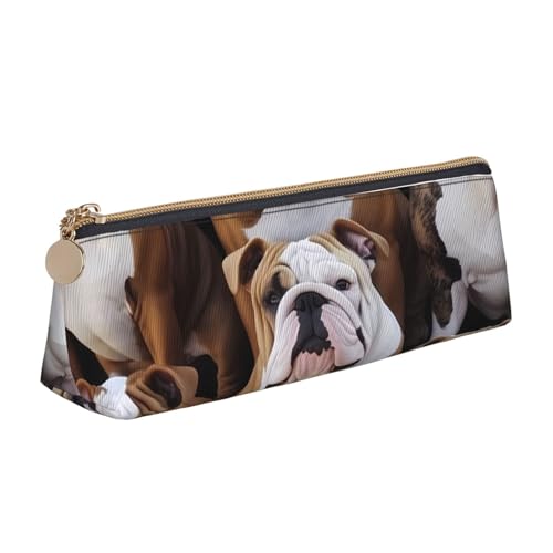 STVYUKL Federmäppchen mit englischer Bulldogge, stilvolles Federmäppchen, schlankes Federmäppchen mit Reißverschluss, Kosmetiktasche aus Leder für Arbeit, Büro von STVYUKL