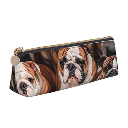 STVYUKL Federmäppchen mit englischer Bulldogge, stilvolles Federmäppchen, schlankes Federmäppchen mit Reißverschluss, Kosmetiktasche aus Leder für Arbeit, Büro von STVYUKL