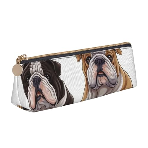 STVYUKL Federmäppchen mit englischer Bulldogge, stilvolles Federmäppchen, schlankes Federmäppchen mit Reißverschluss, Kosmetiktasche aus Leder für Arbeit, Büro von STVYUKL