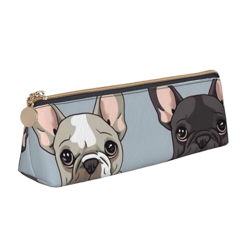 STVYUKL Federmäppchen mit französischer Bulldogge, stilvolles Federmäppchen, schlankes Federmäppchen mit Reißverschluss, Kosmetiktasche aus Leder für Arbeit, Büro von STVYUKL