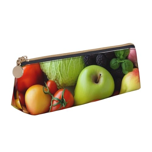 STVYUKL Federmäppchen mit frischem Obst und Gemüse, stilvolles Federmäppchen mit Reißverschluss, Kosmetiktasche aus Leder für Arbeit, Büro von STVYUKL