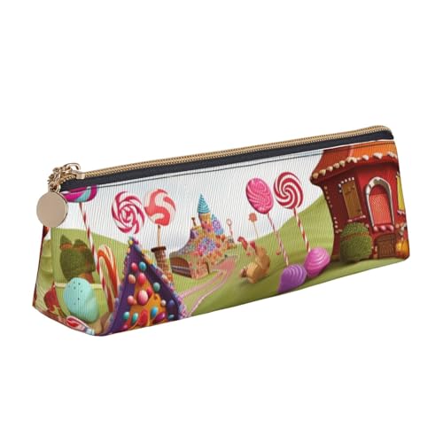 STVYUKL Federmäppchen mit grauem Rattenmotiv, stilvolles Federmäppchen mit Reißverschluss, Kosmetiktasche aus Leder für Arbeit, Büro, Candy Beautiful Land, Einheitsgröße STVYUKL Federmäppchen mit grauem Rattenmotiv, stilvolles Federmäppchen mit Reißverschluss, Kosmetiktasche aus Leder für Arbeit, Büro, Candy Beautiful Land, Einheitsgröße von STVYUKL