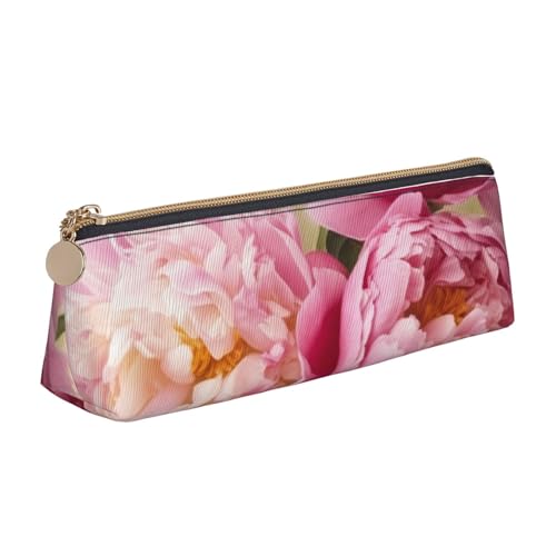 STVYUKL Federmäppchen mit grauem Rattenmotiv, stilvolles Federmäppchen mit Reißverschluss, Kosmetiktasche aus Leder für Arbeit und Büro, Pfingstrosenblüten, Einheitsgröße von STVYUKL