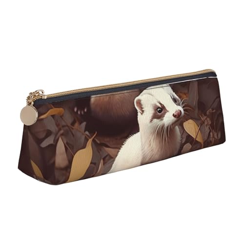 STVYUKL Federmäppchen mit haarigem Frettchen, stilvolles Federmäppchen, schlankes Federmäppchen mit Reißverschluss, Kosmetiktasche aus Leder für Arbeit, Büro von STVYUKL