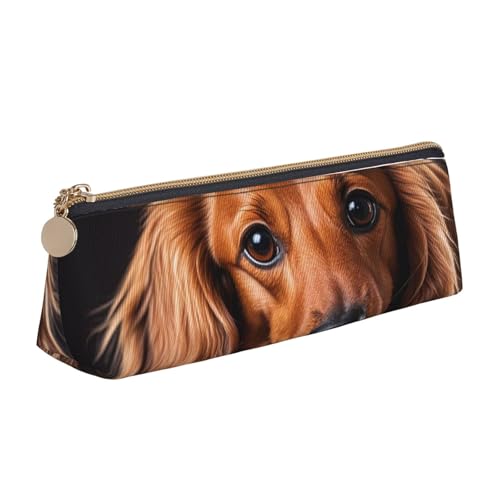 STVYUKL Federmäppchen mit langem Dackel, stilvolles Federmäppchen, schlankes Federmäppchen mit Reißverschluss, Kosmetiktasche aus Leder für Arbeit, Büro von STVYUKL