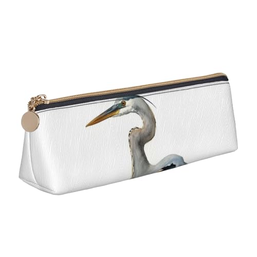 STVYUKL Federmäppchen mit langem Schnabelreiher, stilvolles Federmäppchen mit Reißverschluss, Kosmetiktasche aus Leder für Arbeit, Büro von STVYUKL