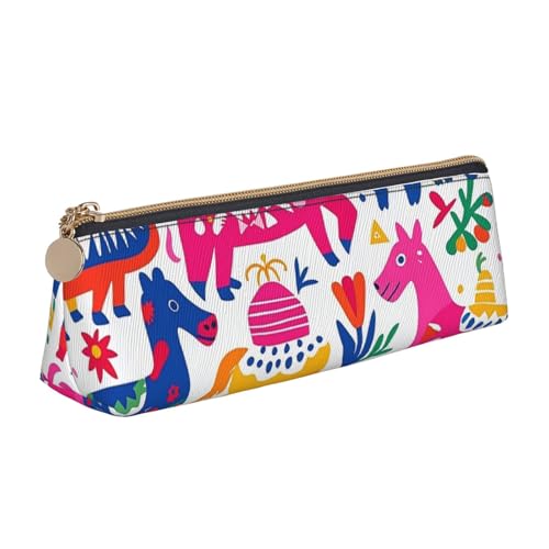 STVYUKL Federmäppchen mit mexikanischem Otomi-Tiermotiv, stilvolles Federmäppchen, schlankes Federmäppchen mit Reißverschluss, Kosmetiktasche aus Leder für Arbeit, Büro von STVYUKL