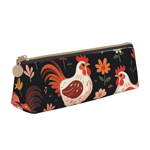 STVYUKL Federmäppchen mit niedlichem Hahn, stilvolles Federmäppchen, schlankes Federmäppchen mit Reißverschluss, Kosmetiktasche aus Leder für Arbeit, Büro von STVYUKL