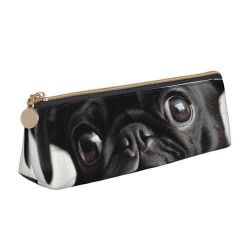 STVYUKL Federmäppchen mit niedlichem Mops-Motiv, stilvolles Federmäppchen mit Reißverschluss, Kosmetiktasche aus Leder für Arbeit, Büro von STVYUKL