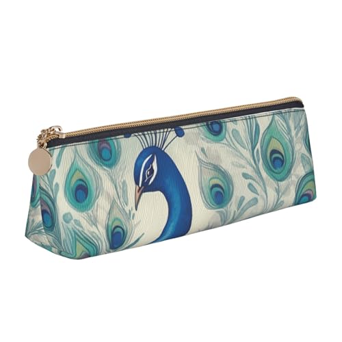 STVYUKL Federmäppchen mit niedlichem Pfauenmotiv, stilvolles Federmäppchen mit Reißverschluss, Kosmetiktasche aus Leder für Arbeit, Büro von STVYUKL