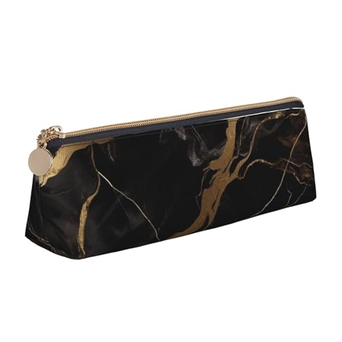 STVYUKL Federmäppchen mit schwarzem und goldfarbenem Marmor, stilvolles Federmäppchen mit Reißverschluss, Leder-Kosmetik-/Make-up-Tasche für Arbeit, Büro von STVYUKL